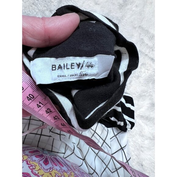 Bailey 44 Black & White Striped & Grid Pattern Sleeveless High-Low Dress women s - Picture 6 of 8